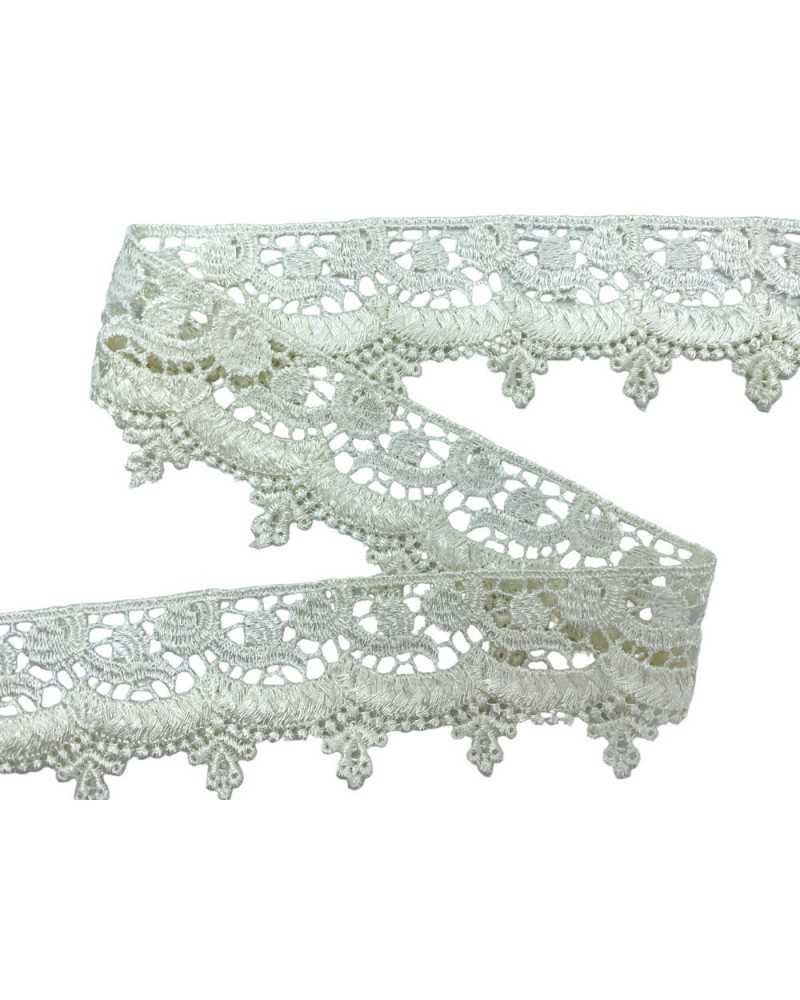 Passamaneria Merletto Pizzo Macramè Panna Punta Smerlato Fiore Alto Cm 4