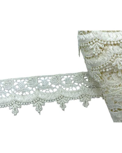 Passamaneria Merletto Pizzo Macramè Panna Punta Smerlato Fiore Alto Cm 4