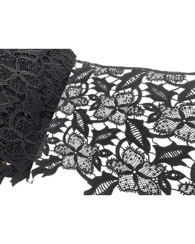 50 Cm Passamaneria Macramè Pizzo Ricamo Fiore Smerlato Nero Alto 25 Cm