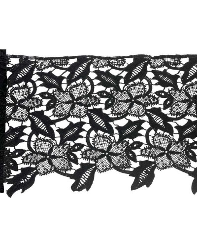 50 Cm Passamaneria Macramè Pizzo Ricamo Fiore Smerlato Nero Alto 25 Cm