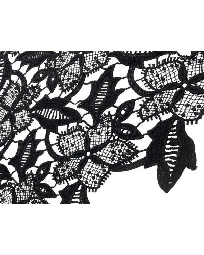 50 Cm Passamaneria Macramè Pizzo Ricamo Fiore Smerlato Nero Alto 25 Cm