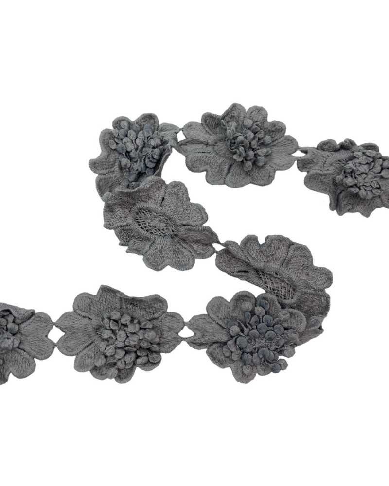 50 Cm Passamaneria Pizzo Macramè Grigio Merletto Fiori Rialzato Ritagliabile Alto 55 Mm
