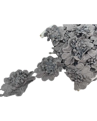 50 Cm Passamaneria Pizzo Macramè Grigio Merletto Fiori Rialzato Ritagliabile Alto 55 Mm
