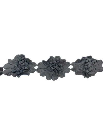 50 Cm Passamaneria Pizzo Macramè Grigio Merletto Fiori Rialzato Ritagliabile Alto 55 Mm