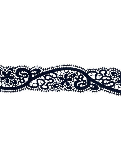 50 Cm Passamaneria Applicazione Ritagliabile Pizzo Tramezzo Macramè Jaquard Blu Fiore Alto 5 Cm