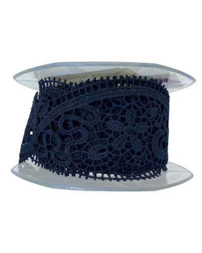 50 Cm Passamaneria Applicazione Ritagliabile Pizzo Tramezzo Macramè Jaquard Blu Fiore Alto 5 Cm