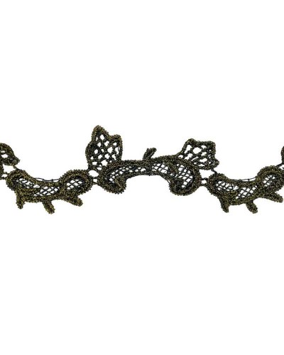 50 Cm Passamaneria Macramè Merletto Ritagliabile Pizzo Nero Smerlato Ricamo Filo Oro Lurex Alto 2,5 Cm