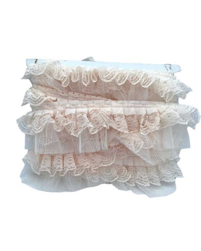 50 Cm Passamaneria Rosa Rouches Plissettata Pizzo Rashel Tulle Alto 5 Cm