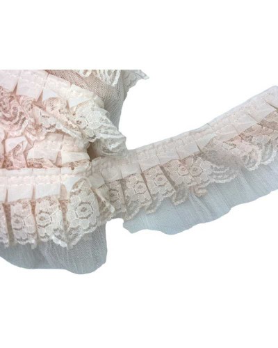 50 Cm Passamaneria Rosa Rouches Plissettata Pizzo Rashel Tulle Alto 5 Cm
