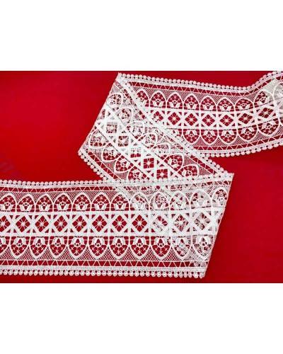 1,35 Mt Passamaneria Macramè Pizzo Tramezzo Bianco Fiore Alto 12,5 cm