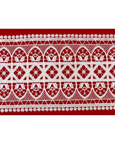 1,35 Mt Passamaneria Macramè Pizzo Tramezzo Bianco Fiore Alto 12,5 cm