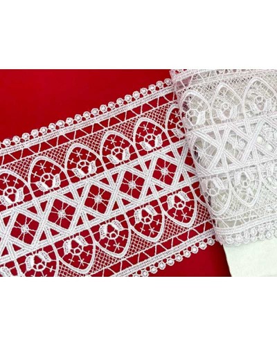 1,35 Mt Passamaneria Macramè Pizzo Tramezzo Bianco Fiore Alto 12,5 cm