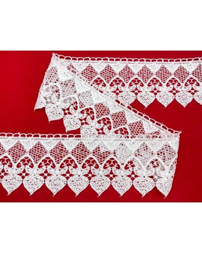 Passamaneria FS Pizzo Merletto Macramè Bianco Cuore Sacro Alto 7,5 Cm
