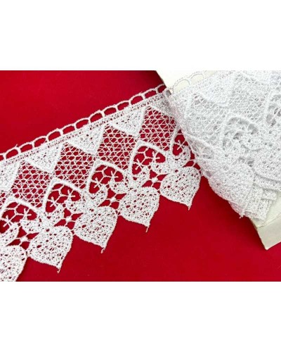 Passamaneria FS Pizzo Merletto Macramè Bianco Cuore Sacro Alto 7,5 Cm