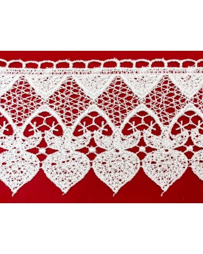 Passamaneria FS Pizzo Merletto Macramè Bianco Cuore Sacro Alto 7,5 Cm