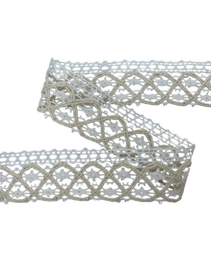 Passamaneria Pizzo Punta Merletto Corda Cotone Viscosa Panna Alto 4 Cm