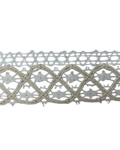 Passamaneria Pizzo Punta Merletto Corda Cotone Viscosa Panna Alto 4 Cm