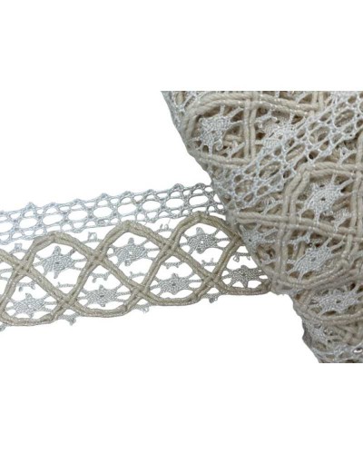 Passamaneria Pizzo Punta Merletto Corda Cotone Viscosa Panna Alto 4 Cm