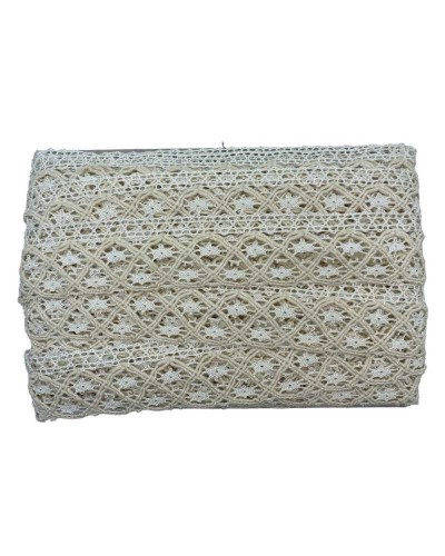 Passamaneria Pizzo Punta Merletto Corda Cotone Viscosa Panna Alto 4 Cm