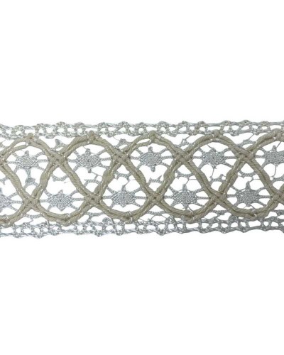 Passamaneria Pizzo Bordo Tramezzo Merletto Corda Cotone Viscosa Panna Alto 4 Cm
