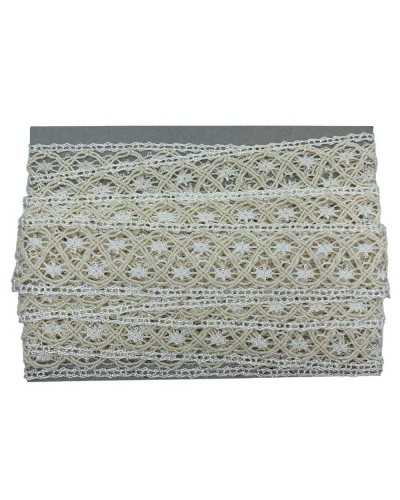 Passamaneria Pizzo Bordo Tramezzo Merletto Corda Cotone Viscosa Panna Alto 4 Cm