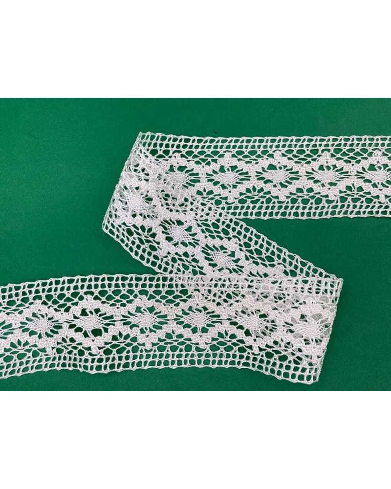50 Cm Passamaneria Tramezzo Bordo Merletto Pizzo Viscosa Macramè Ricamo Rombo Alto 5 Cm