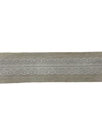 Passamaneria Nastro Lino Bollito Naturale Pizzo Rashel Bianco Alto 5 Cm