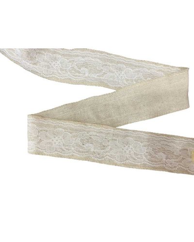 Passamaneria Nastro Lino Bollito Naturale Pizzo Rashel Bianco Alto 5 Cm