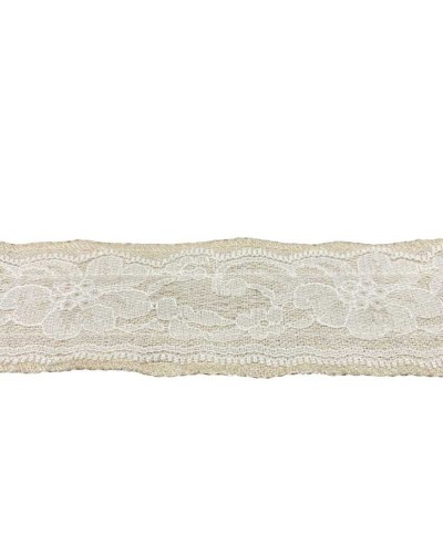 Passamaneria Nastro Lino Bollito Naturale Pizzo Rashel Bianco Alto 5 Cm