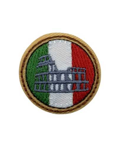 Application thermoadhétante ronde ITALIE TRICOLORE COLOSSEUM 35 mm Patch brodé