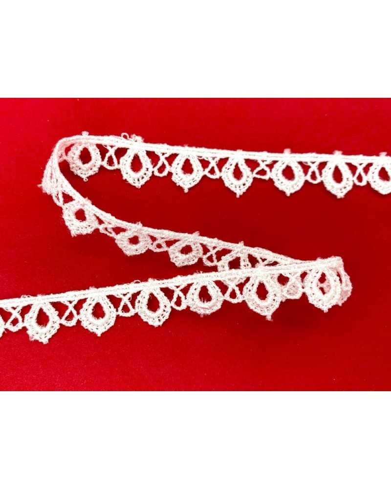 Passamaneria Merletto Pizzo Fusello Bianco Puntina Stondata Alto 1 Cm