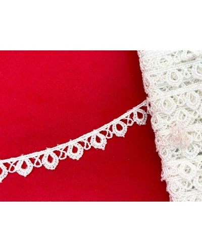 Passamaneria Merletto Pizzo Fusello Bianco Puntina Stondata Alto 1 Cm