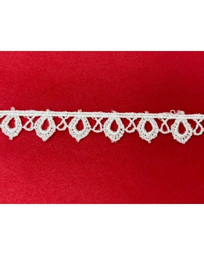 Passamaneria Merletto Pizzo Fusello Bianco Puntina Stondata Alto 1 Cm
