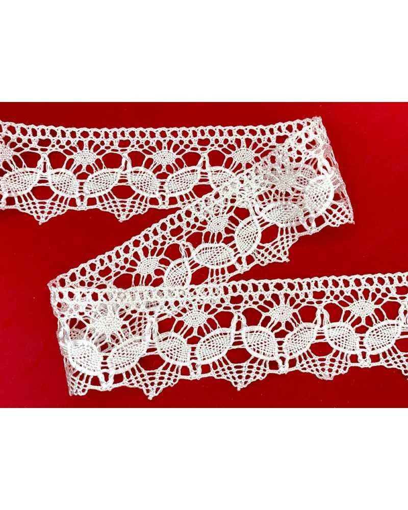 50 Cm Passamaneria Punta Merletto Pizzo Viscosa Macramè Ricamo Foglia Alto 4,5 Cm
