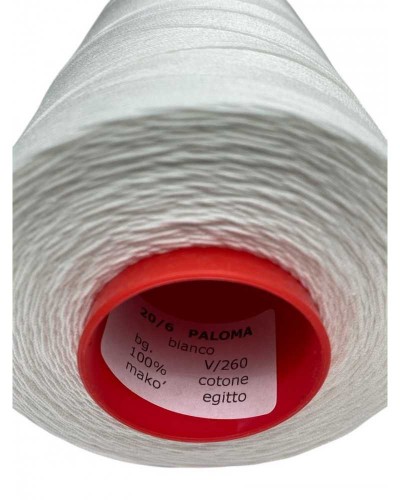 Rocchetto Puro Cotone Makò Egitto Paloma Titolo 20/6 Bianco 250g Metri 1417