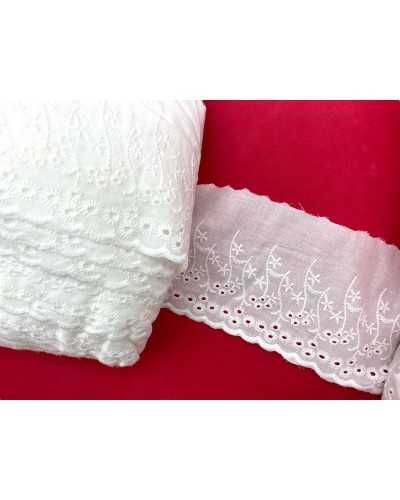 Spitzenbesatz Sangallo weiße Baumwoll-Baumbaumbaumuster-Stickerei-Blumen-Stiel hoch 10 cm