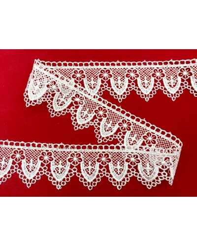 Sacred white lace trimmings - Embroidery with cross and flower 3.5 cm high