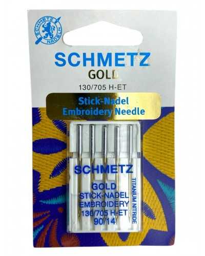 Schmetz 130/705 H-ET Gold embroidery - Embroidery needles with titanium coating - NM 90 - Pack of 5 needles