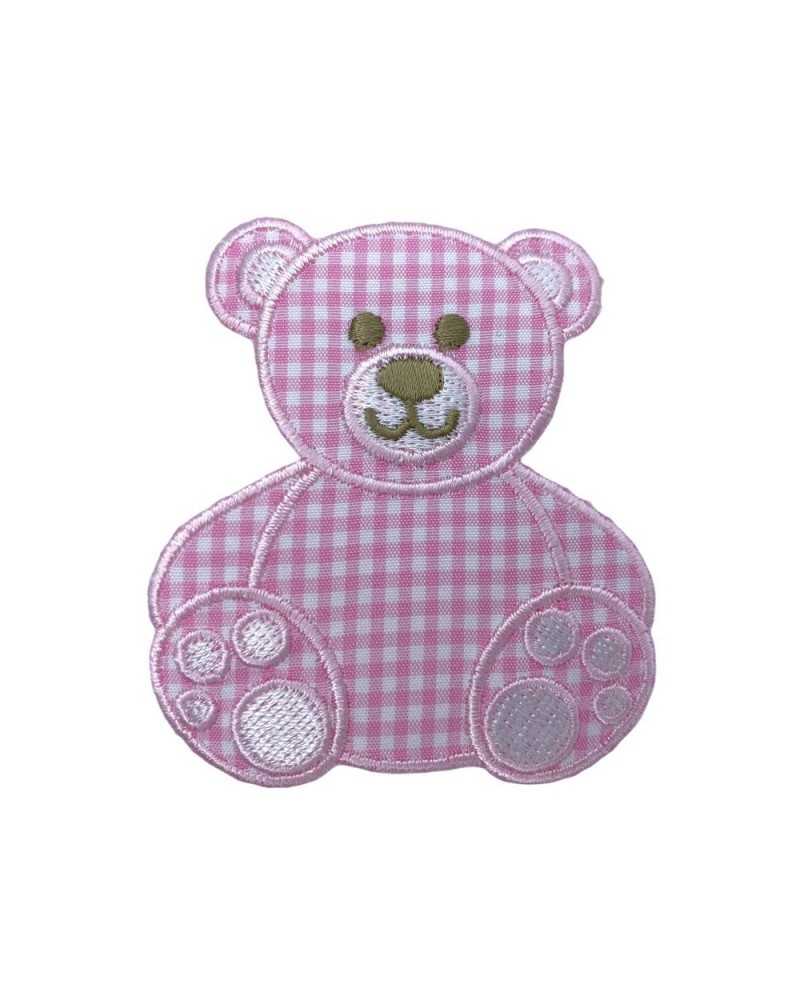 Thermoadhesive Application Embroidery Patch Teddy Bear Vichy Fabric 5 Cm High