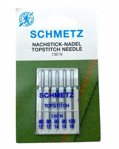 SET 5 Mixed Schmetz needlework needles and decorative seams - Topstitch 130 n - Measures 80/12, 90/14, 100/16