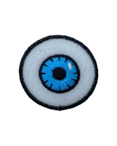 Patch Ricamata Occhio Celeste Termoadesiva – Ø 3,5 cm