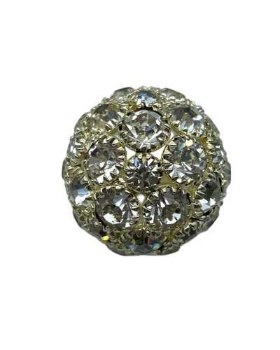Lineate Jewel Button 28 Half Pearl Round Rhinestone Metal Gold Measure 1.7 cm