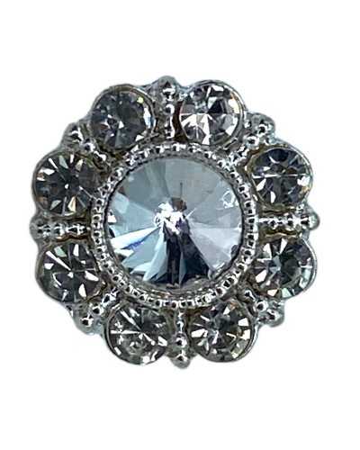 Botón de joya redonda con rhinestone central de 14 mm plateado de 14 mm 20