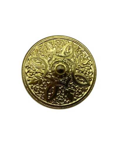 Round shiny metal button with imperial worked knurled shank Measure 44 2x28 mm