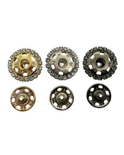 Bouton de pression automatique 34 Ø 23 mm Métal avec strass