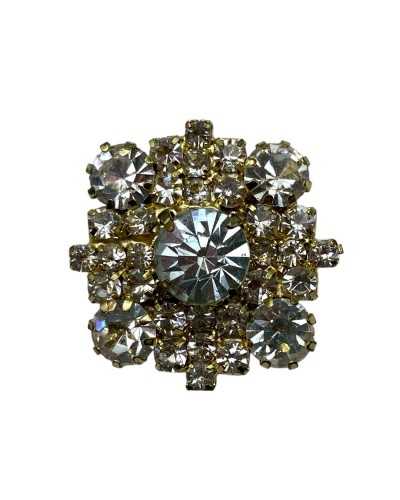 Jewel Button with Rhinestone Line 38 Ø 2.4 cm Metal base with slot