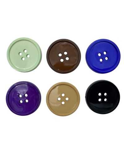 Bouton rond plat de 3,5 cm 4 trous en plastique coloré 4