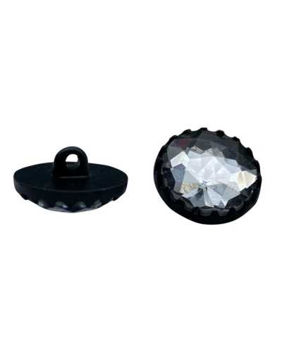 Jewel Button with Rhinestone Line 20 Ø 12 mm Black Plastic Base