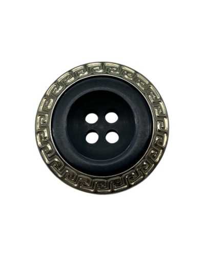 Black Round Button 40 Ø 27 mm 4 holes with Greek platinum