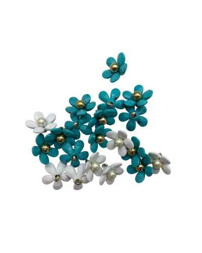 Botones de flores con línea de perla 26 Ø 17 mm STEM en la parte posterior
